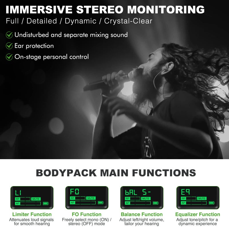 Phenyx Pro PTM-10 Stereo Wireless in Ear Monitor System Bodypack Receiver, Performance with 89 Adjustable Frequencies - Image 4